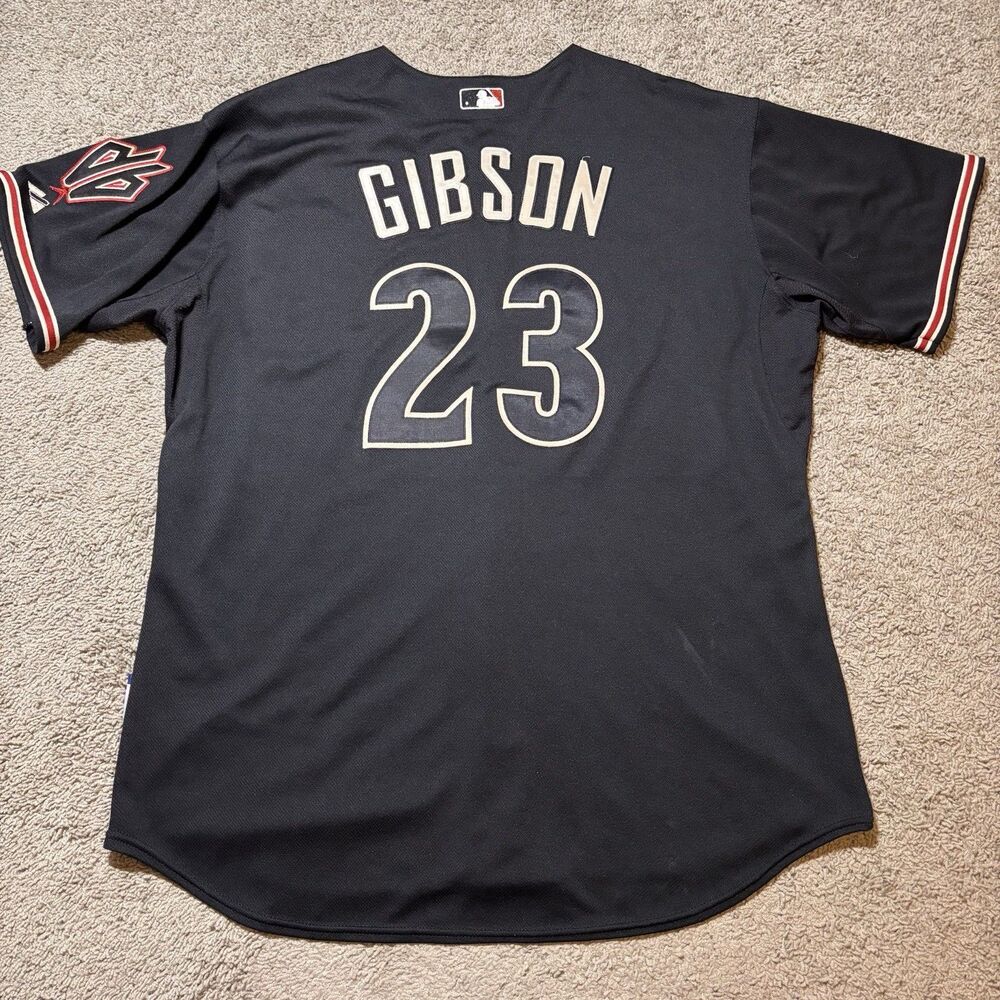 Majestic Arizona Diamondbacks Kirk Gibson Black MLB Baseball Jersey Mens 52 Sewn